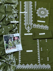 Green Embroidered Lawn 3Pcs Women Suit Set