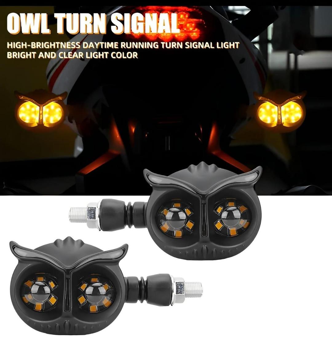 Owl Turn Signals for Moto - Yellow Light, Durable Plastic, Dual Color