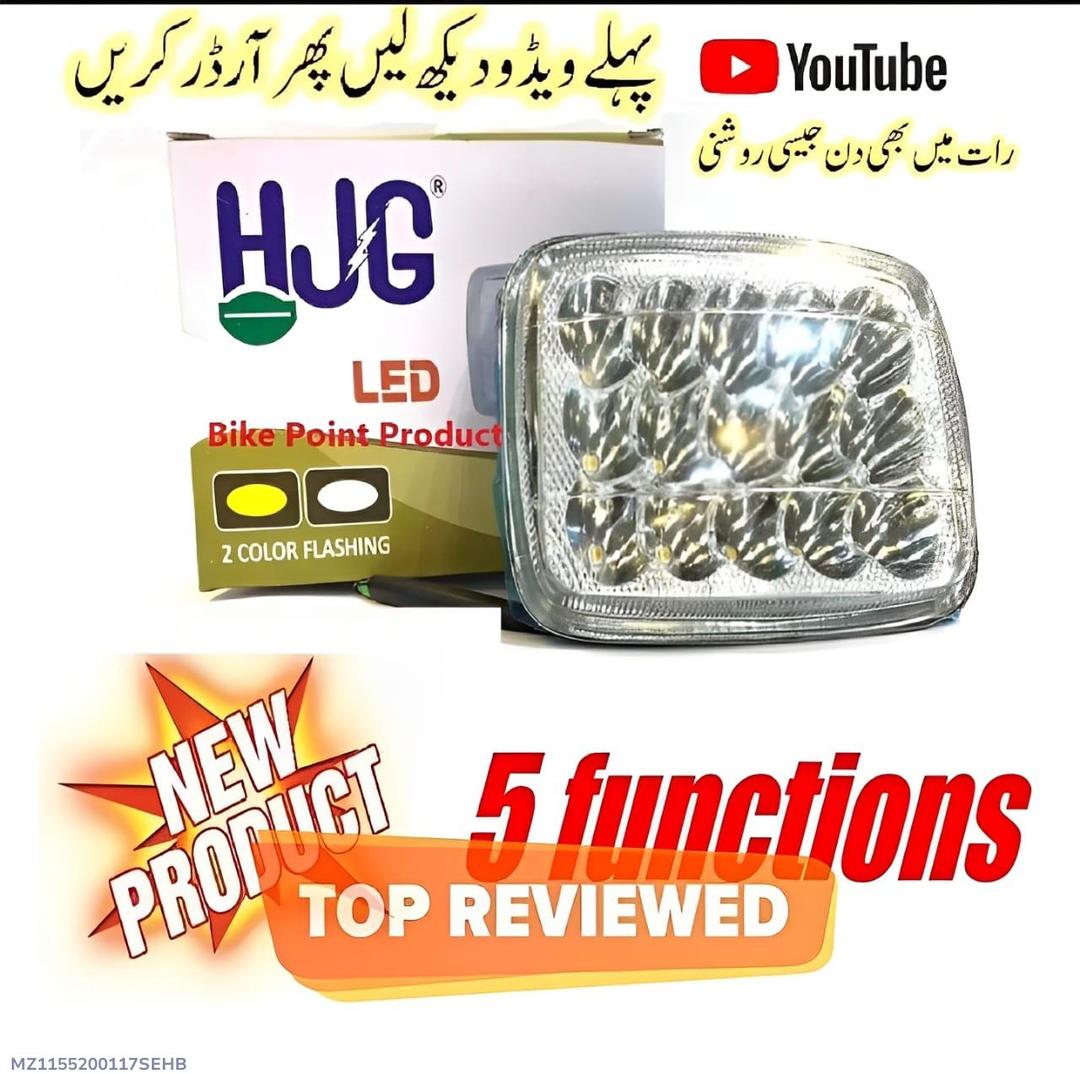 Premium HJG LED Headlight for Bikes – White & Yellow Fog Light