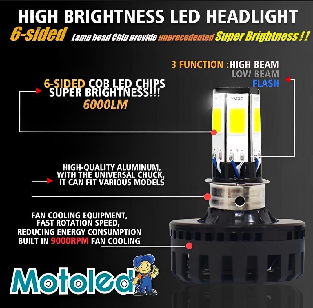 M6 LED Headlight Bulb 6000LM Aluminum Black