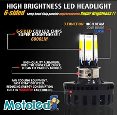 M6 LED Headlight Bulb 6000LM Aluminum Black