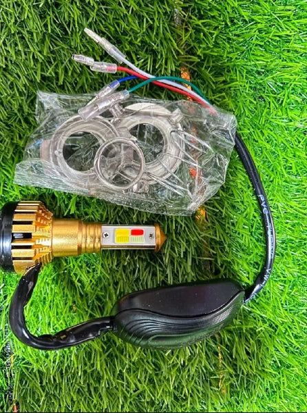 LED Headlight for Motorcycle - Bright, Durable, Gold Black