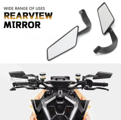 Motorcycle Rearview Mirror Black Wind Wing 360° Adjustable