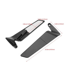 Motorcycle Rearview Mirror Black Wind Wing 360° Adjustable