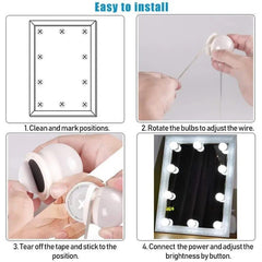 Rechargeable LED Vanity Mirror with USB Lights