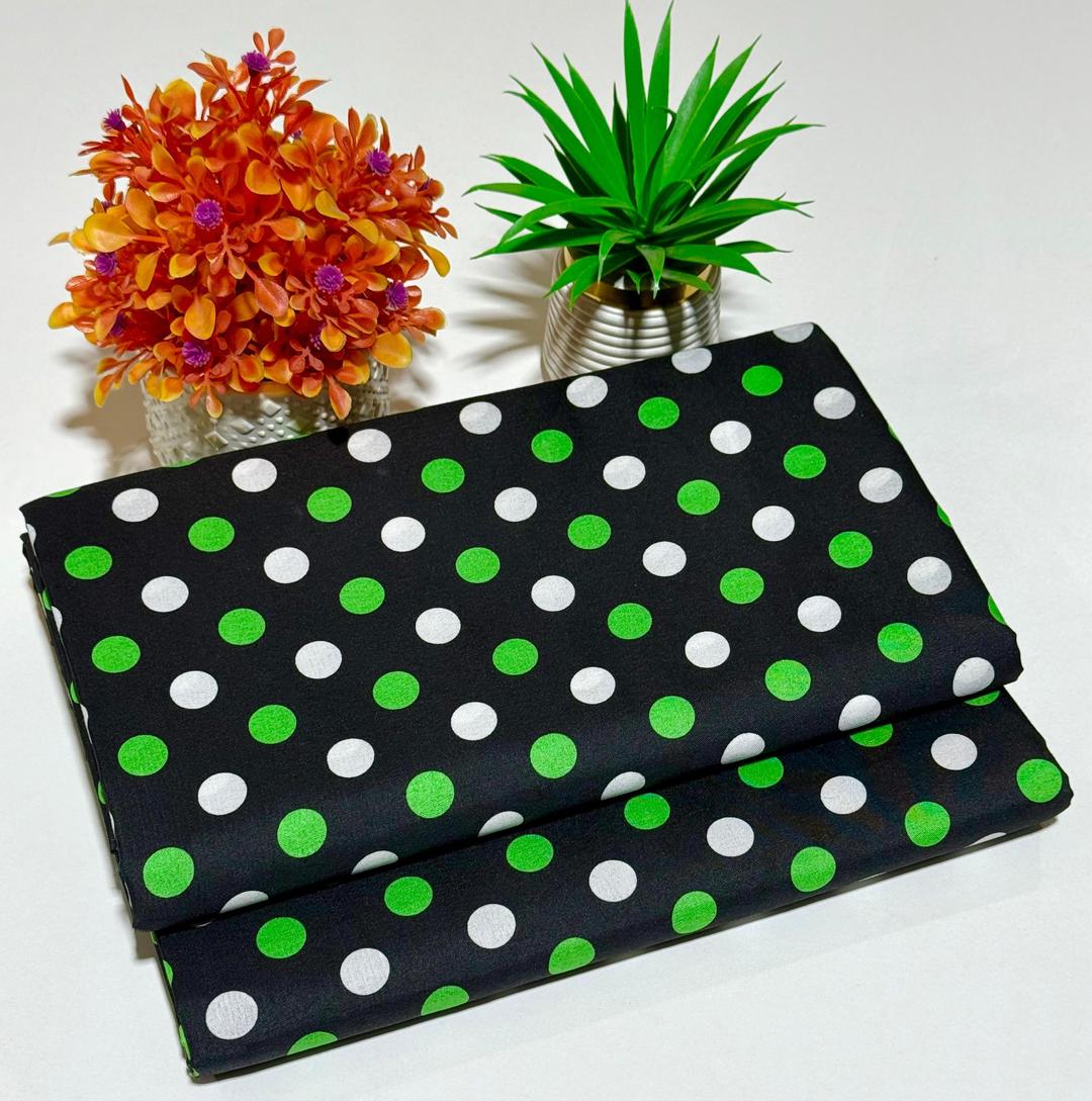 Black Polka Dot Women Suit Cotton Green White