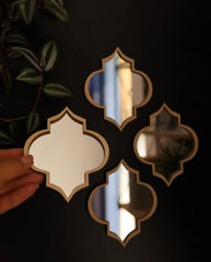 Modern Beige Acrylic Wall Mirror Set 4pcs