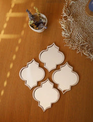 Modern Beige Acrylic Wall Mirror Set 4pcs