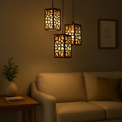 Golden Wooden Pendant Light 40 Inch Dark Brown