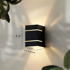 Modern Wall Lamp with Golden Light, Dark Brown MDF, 5.2x4.5x2"