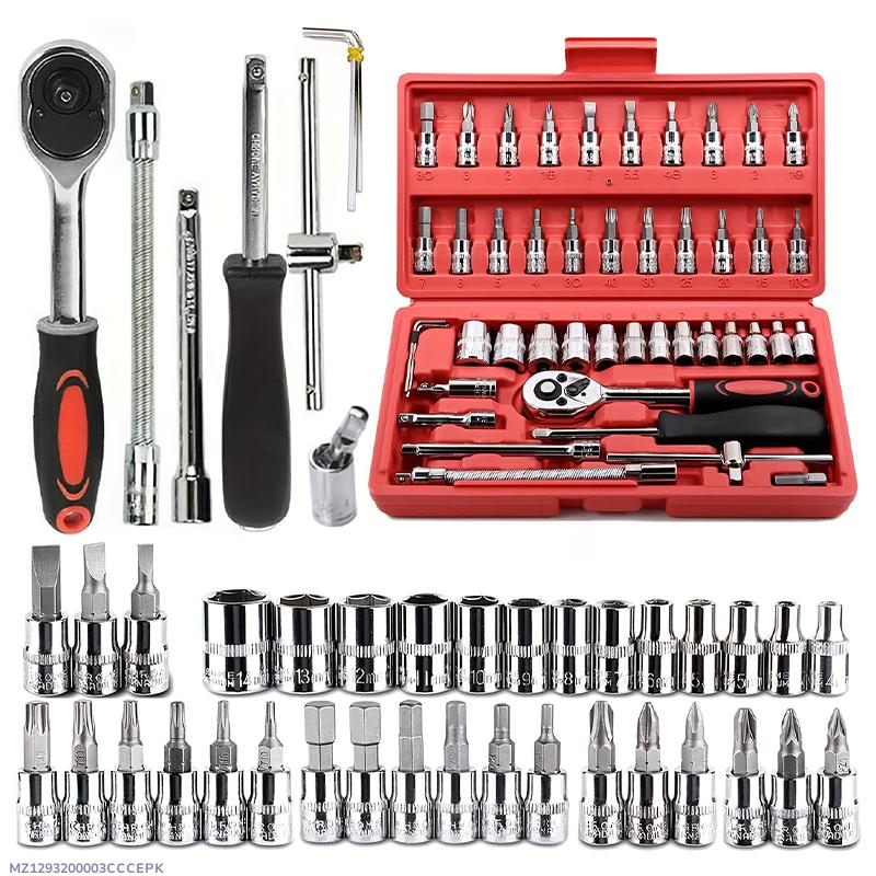 Stainless Steel Bike Tool Kit 46-Piece Red