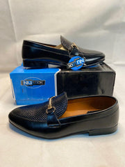 Men's Black Crocodile Texture Fancy Loafers