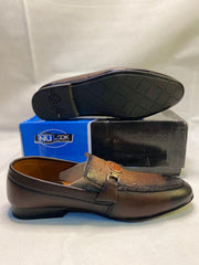 Men's Brown Synthetic Leather Fancy Loafers with Strap