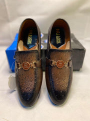 Men's Brown Synthetic Leather Fancy Loafers with Strap