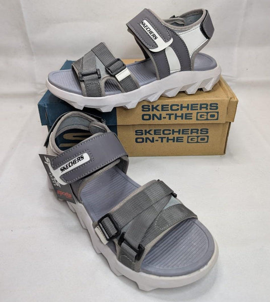 Men Grey Microfiber Casual Sandals with Straps