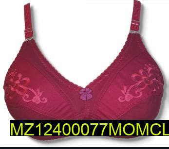 Maroon Embroidered Half Cup Cotton Bra for Women