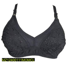 Black Chikankari Cotton Bra Adjustable Straps Sizes 32-42