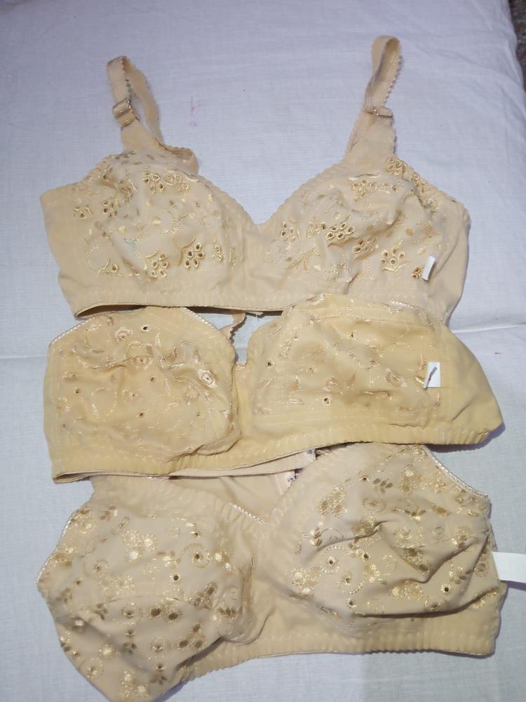 Premium Cotton Bra with Golden Embroidery for Daily Wear