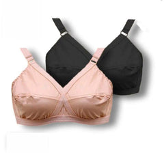 Women Cotton Non-Padded Bras Black Pink Sizes 32-42