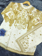 Golden Printed Co-Ord Set Swiss Lawn for Women