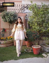Golden Printed Co-Ord Set Swiss Lawn for Women