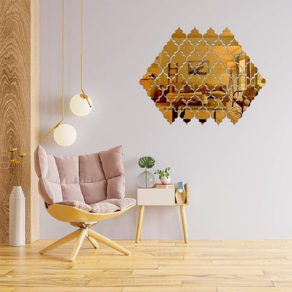 Golden Calligraphy Acrylic Mirrors Set of 4