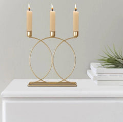 Golden Candle Stand with Calligraphy Design for Home & Events