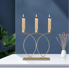 Golden Candle Stand with Calligraphy Design for Home & Events