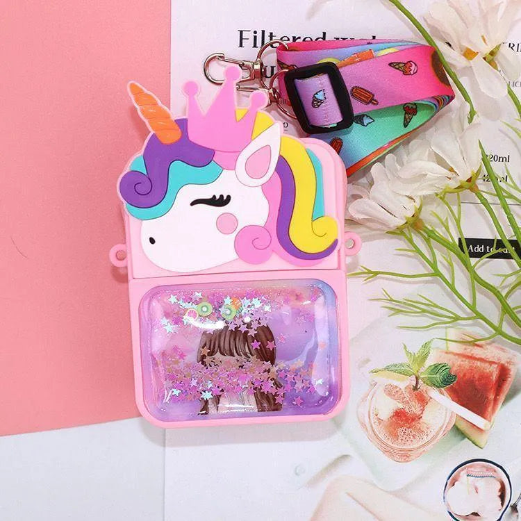 Unicorn Crossbody Bag for Girls with Glitter Pocket