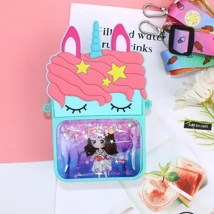 Unicorn Crossbody Bag for Girls with Glitter Pocket