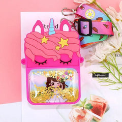 Unicorn Crossbody Bag for Girls with Glitter Pocket
