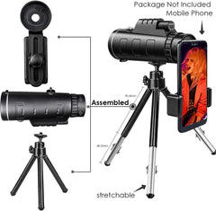 Stylish Black Monocular for Birdwatching & Hiking