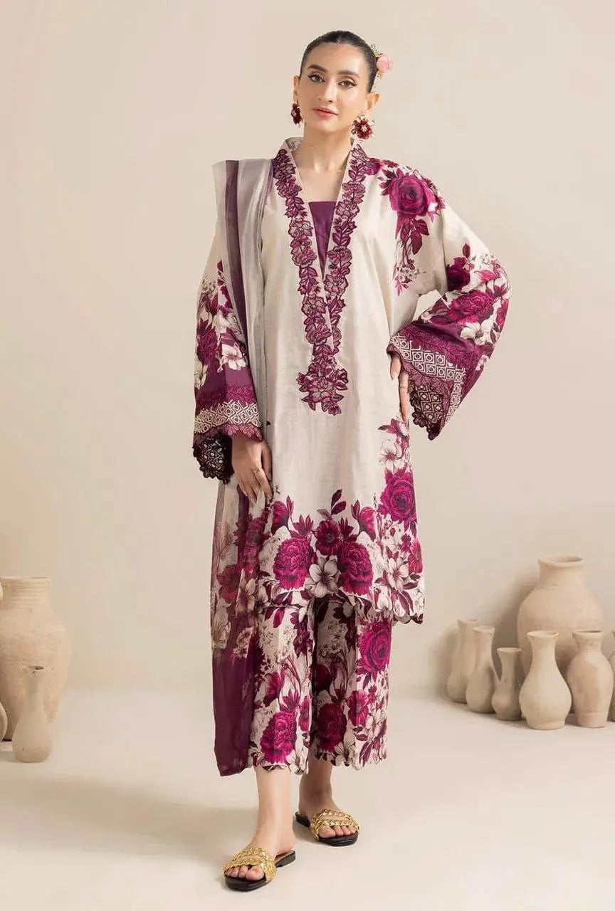 3 Pcs Women's Unstitched Digital Print Suit