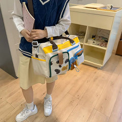 Women's Color-Blocked Travel Bag with Double Pocket & Crossbody Design