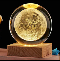 3D Crystal Ball Lamp with Golden Glow & USB Recharge