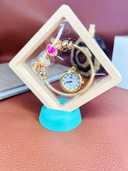 Golden Women's Bracelet Watch with Chic Dial and Elegant Strap