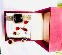 Golden Digital Watch for Women with Chain Strap