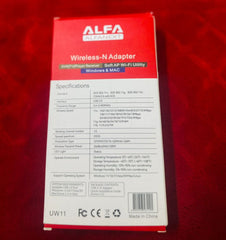 UW11 Alfa Net Wireless-N USB WiFi Adapter with Antenna | 2.4GHz 150/300Mbps High-Speed Network Dongle for PC, Laptop, Windows & Linux – IEEE 802.11b/g/n, Soft AP Utility