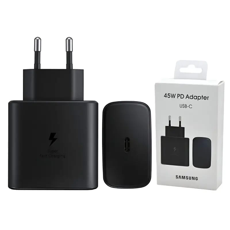 Samsung Original 45W PD Super Fast Charger USB-C Adapter – UK/US/EU Pin Fast Charging Wall Charger
