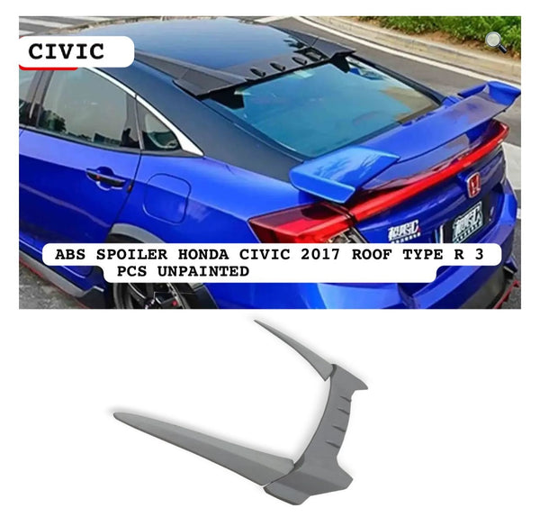 ABS Spoiler for Honda Civic 2017 – Roof Type R Style 3-Piece Unpainted
