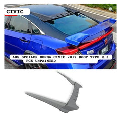 ABS Spoiler for Honda Civic 2017 – Roof Type R Style 3-Piece Unpainted