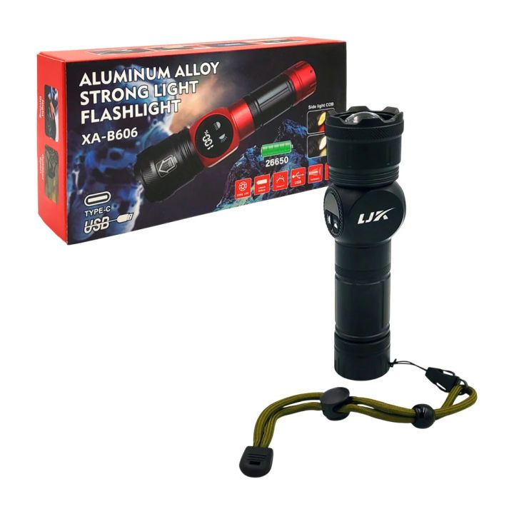 XA-B606 Aluminum Alloy Rechargeable LED Flashlight with Digital Power Display