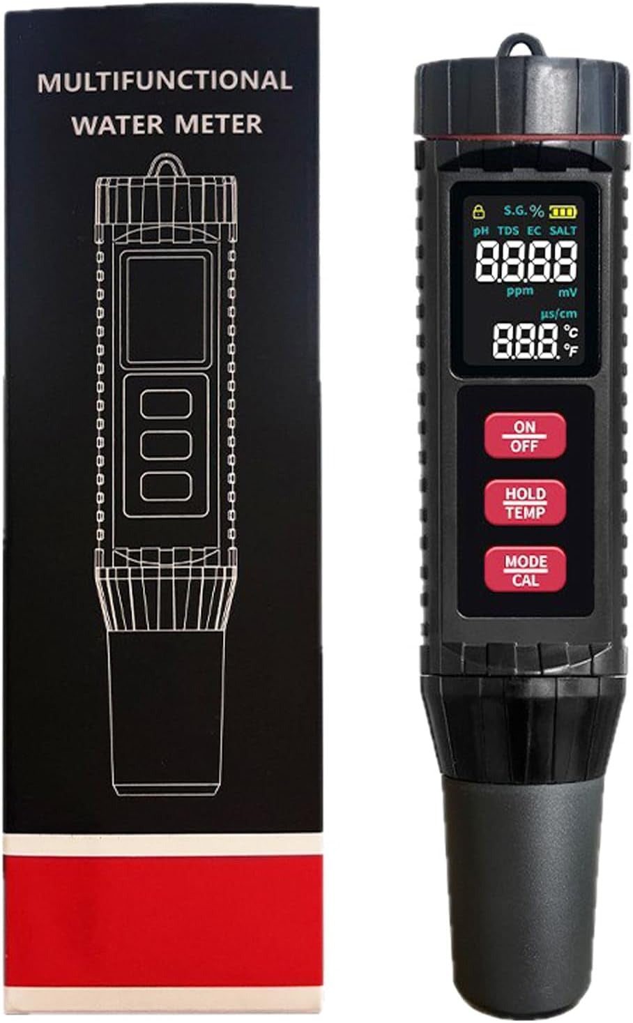 7 in 1 Water Quality Tester Meter Pen Diaital LCD PH / TDS / EC / ORP / TEMP / SG / Salinity Test Testing