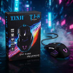 Original TINJI TJ 8 Wired RGB Gaming Mouse Ergonomic Design Smooth Tracking Durable Build Bright RGB Lighting For Gamers