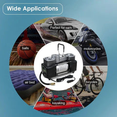 Imported Double Cylinder 12 Volt Portable Electric Car Air Pump & Repair Kit