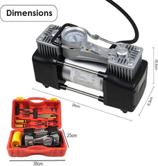Imported Double Cylinder 12 Volt Portable Electric Car Air Pump & Repair Kit