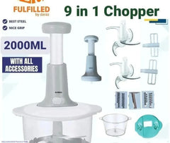 9-in-1 Chopper 2000ML Gray ABS Kitchen Tool