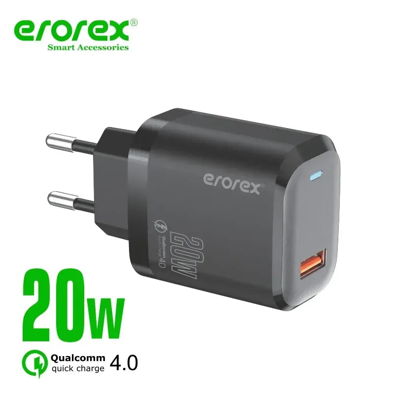 Erorex 20W QC-1.0 Fast Charging Adapter for Android iOS
