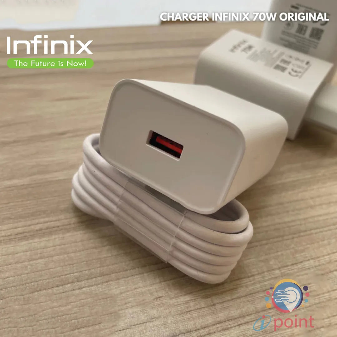 70W Fast Charger For Infinix Phones – Type-C Power Adapter with USB Cable