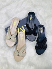 ZARA Pearl Embroidered Flats for Women – Premium Stylish Casual Slip-On Shoes with Brand Box | Sizes 36-42